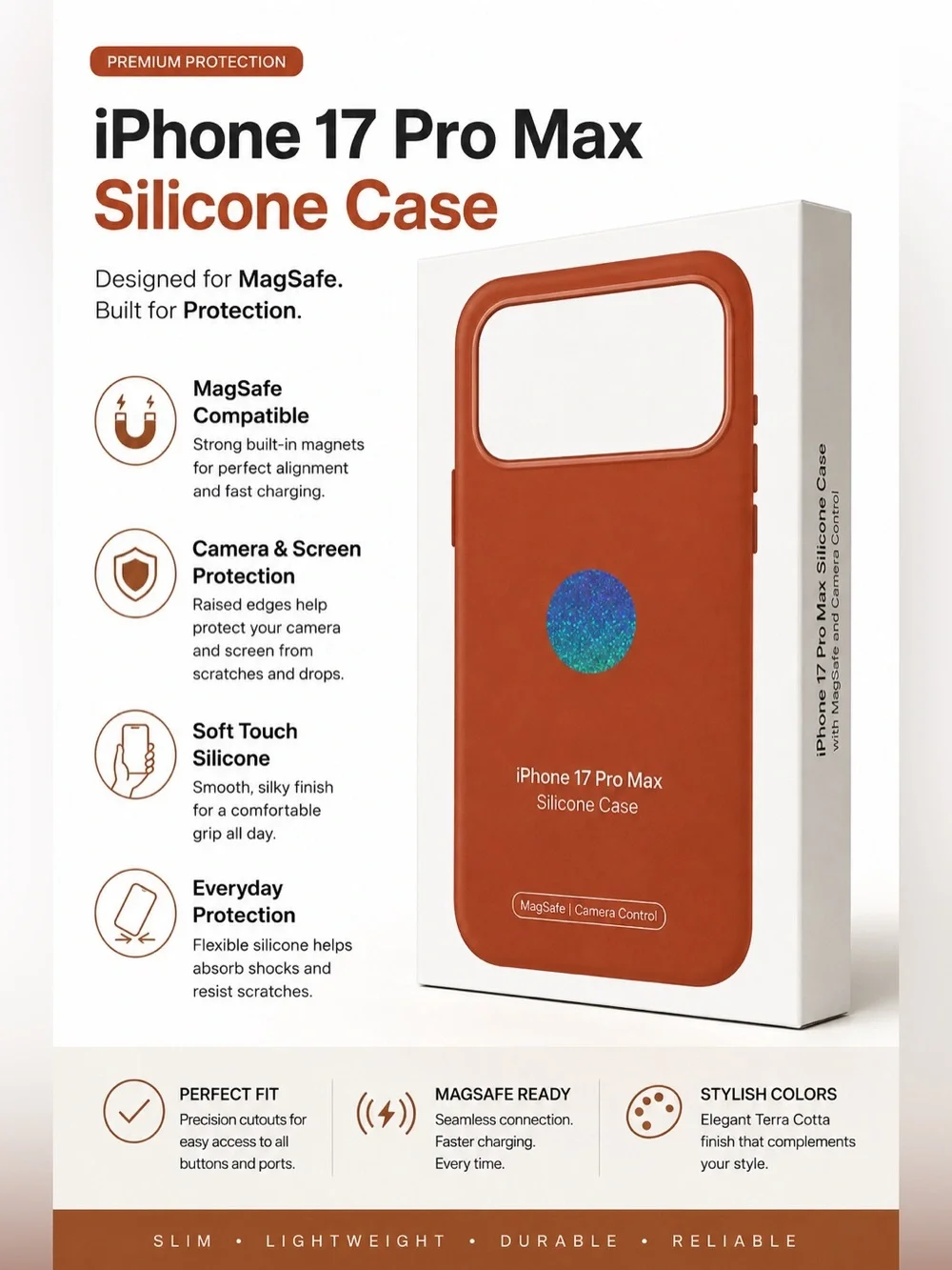 Apple iPhone 17 Pro Max Silicone Case - Rust Brown *Box is opened*